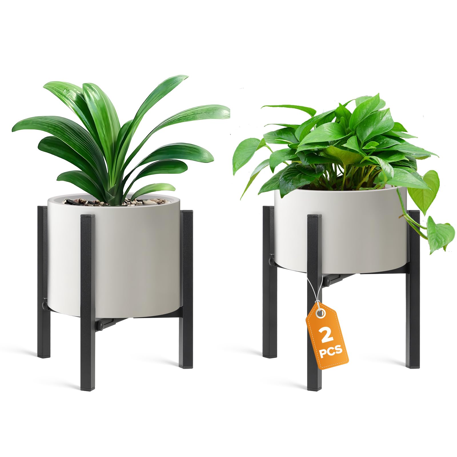 AZADESJET Plant Stand Indoor Adjustable 2 Pack, Black front view