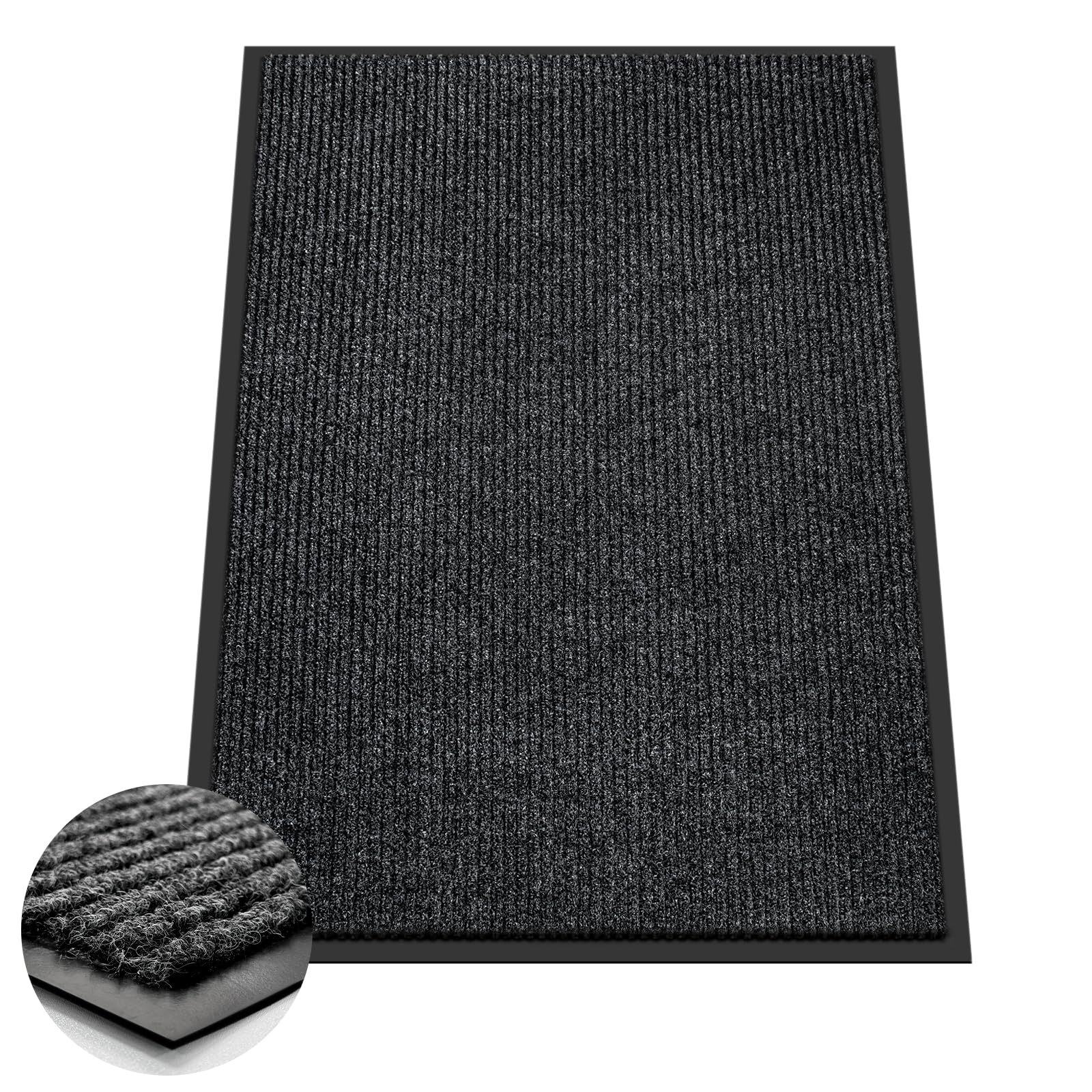 Azadx Heavy Duty 3'x4' Door Mat in Dark Grey front view