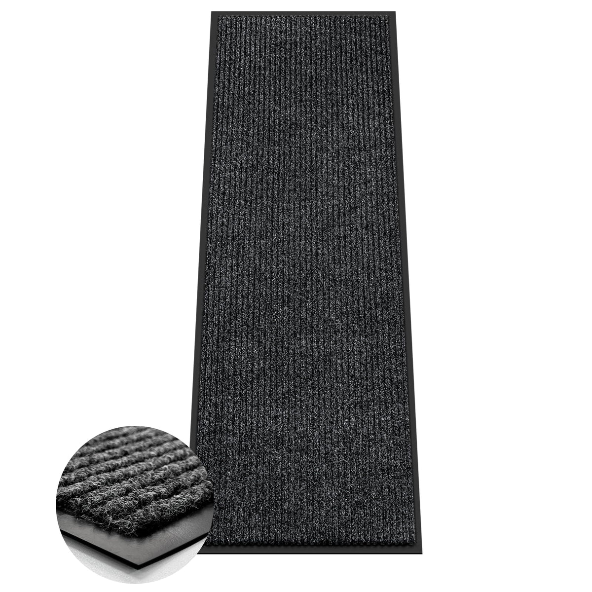 Azadx Heavy Duty Door Mat 2'x6' dark grey front view