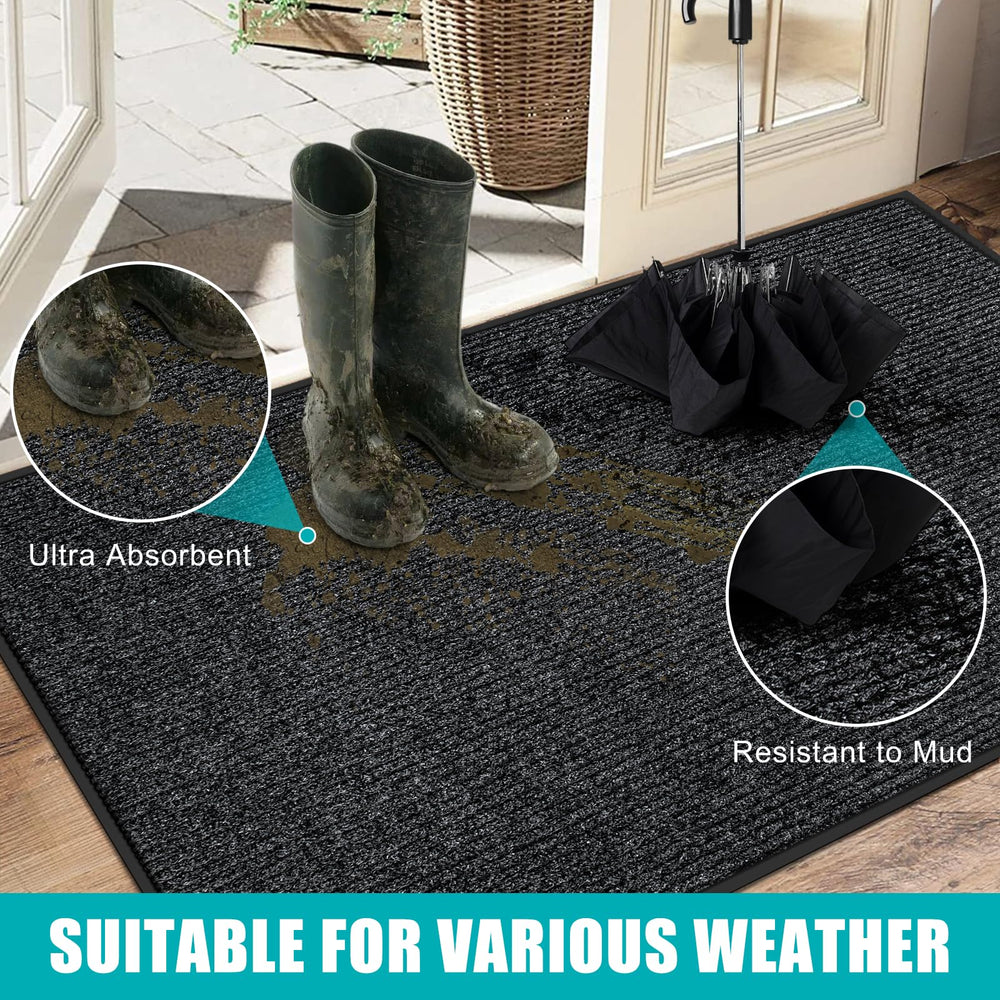 Azadx Heavy Duty Door Mat 2'x6' dark grey in outdoor setting