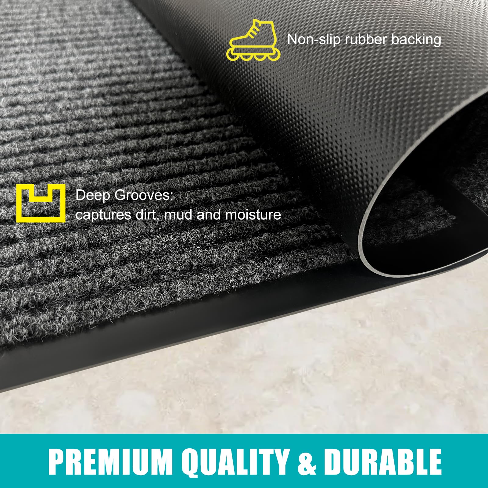 Azadx Heavy Duty Door Mat 2'x6' dark grey packaging
