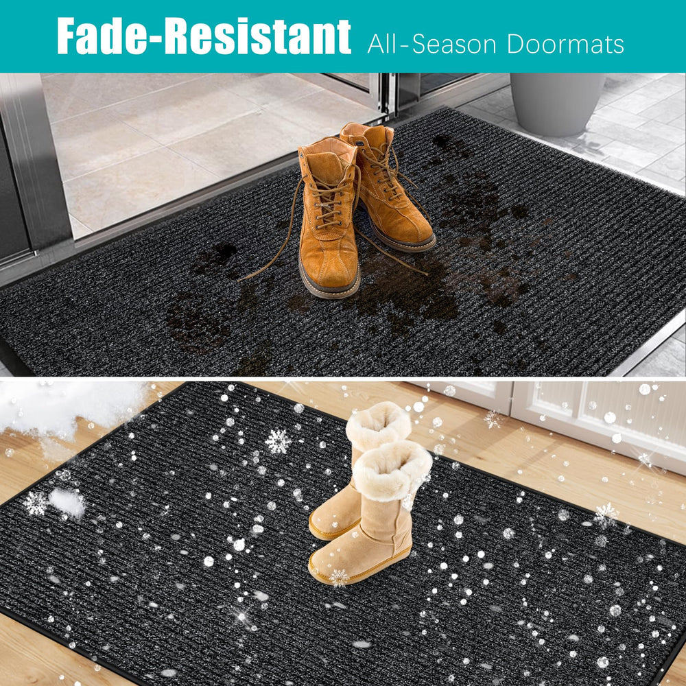 Azadx Heavy Duty Door Mat 2'x6' dark grey with mud and dirt