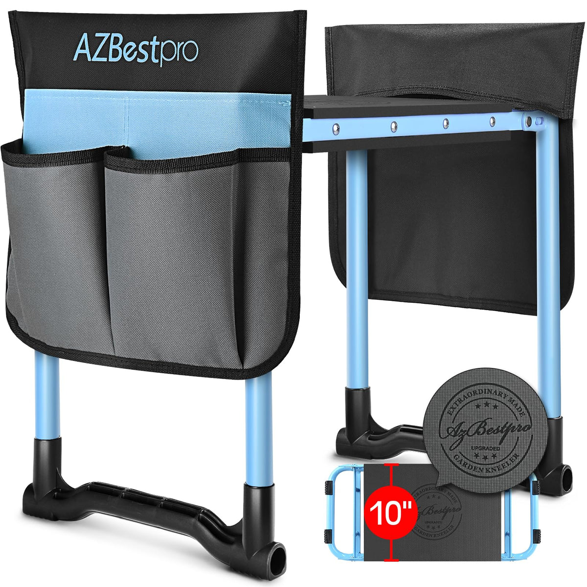 AZBESTPRO Garden Kneeler and Seat in Pool colour, front view