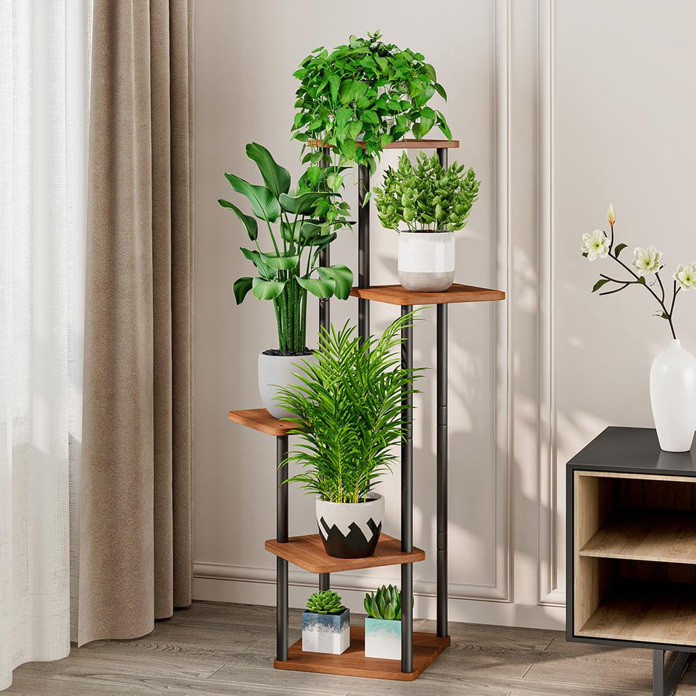 AZERPIAN 5 Tier Tall Plant Stand side view showcasing shelves
