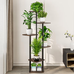 AZERPIAN 6 Tier Tall Plant Stand with plants displayed