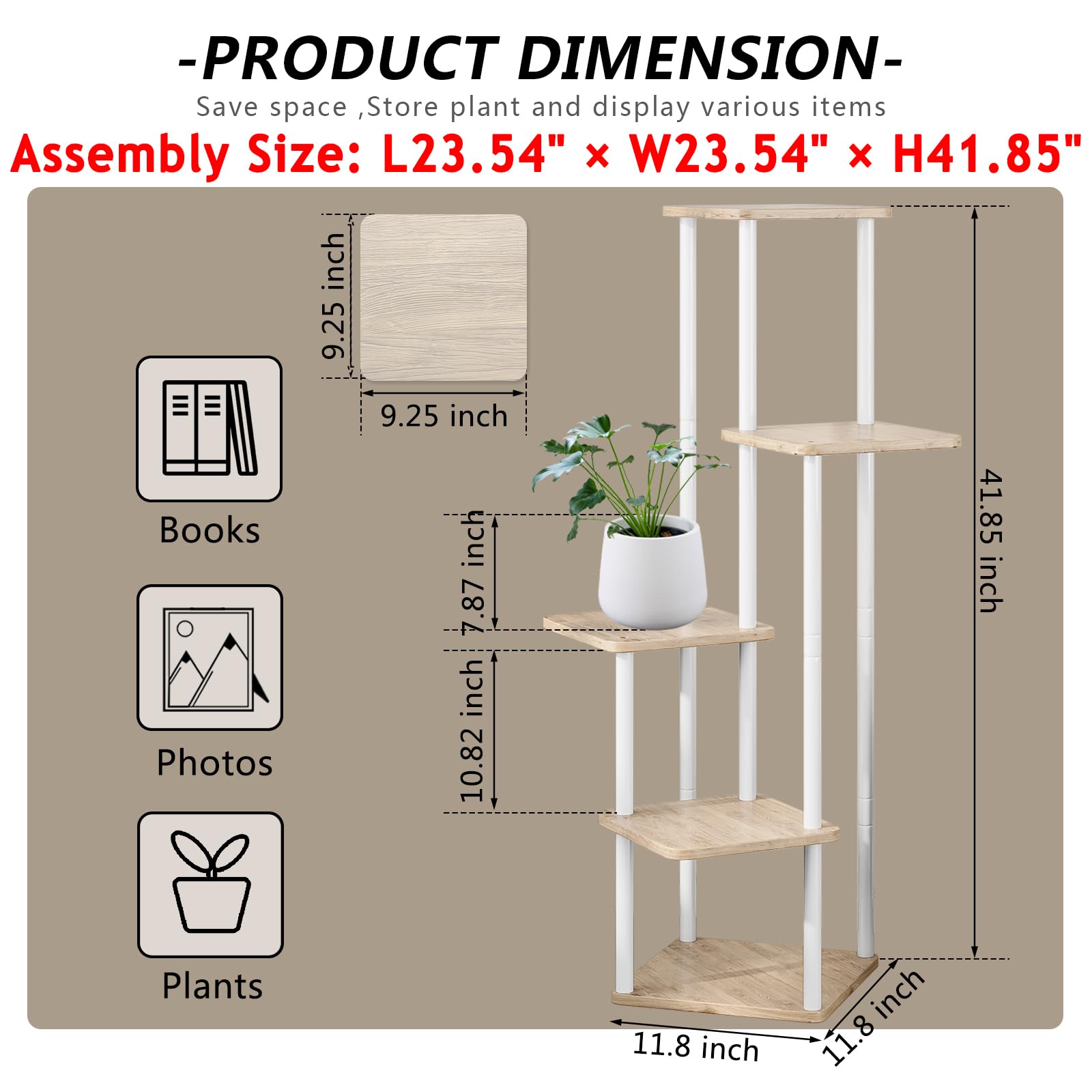 AZERPIAN plant stand in a corner with plants and decor displayed