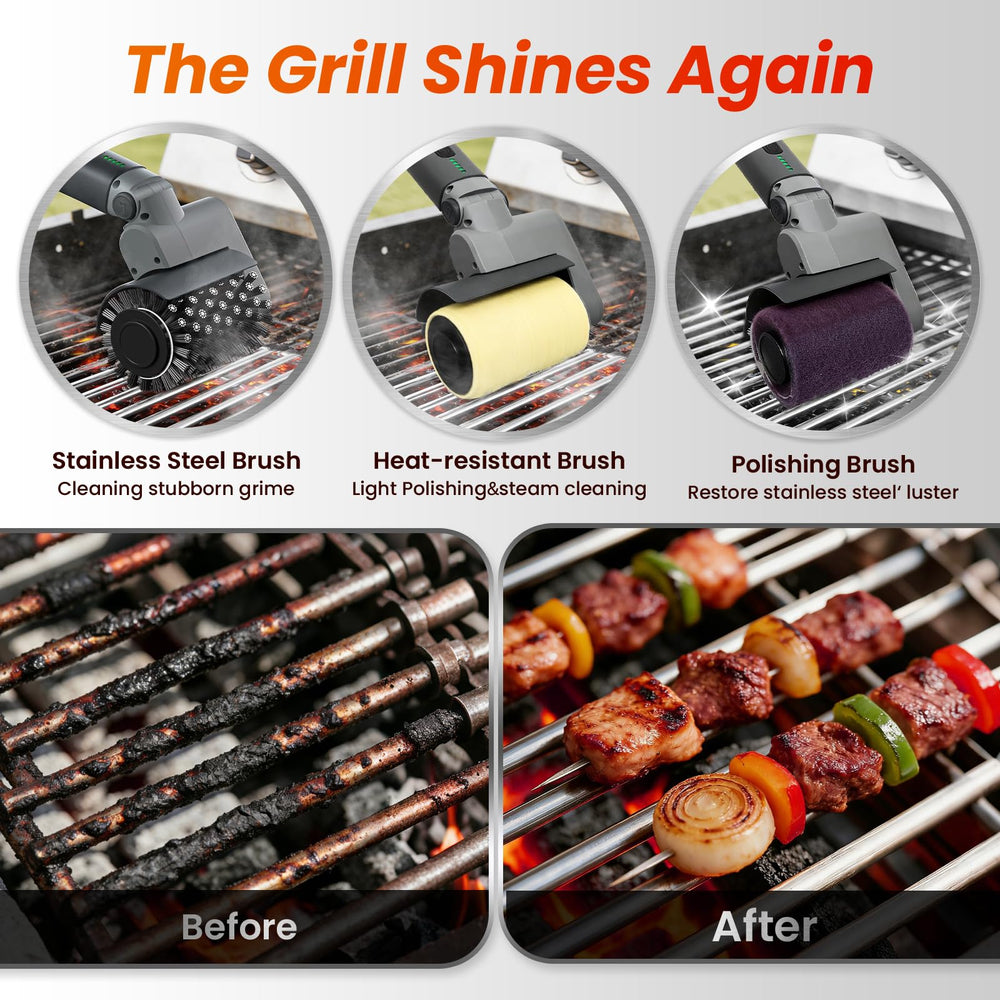 Azgim Pai Electric Grill Brush close-up of stainless steel mesh brush head