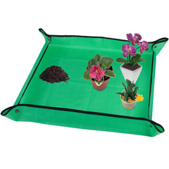 Azureblue 30" x 30" plant repotting mat green front view