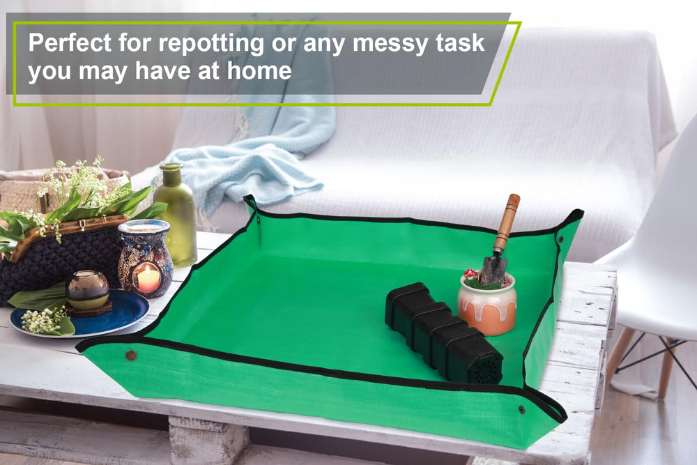 Azureblue plant repotting mat compactly folded for storage