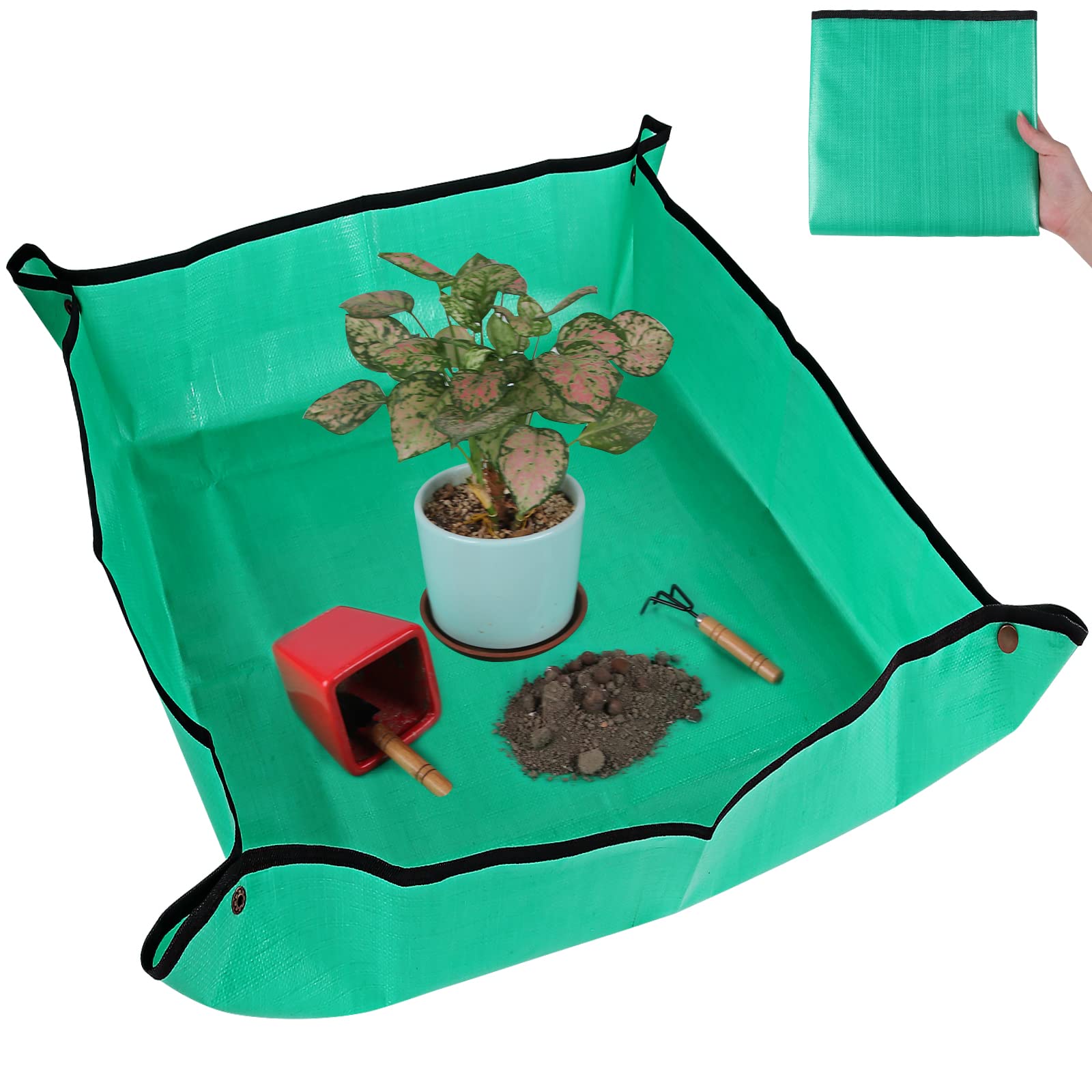 Azureblue Plant Repotting Mat front view with high side walls