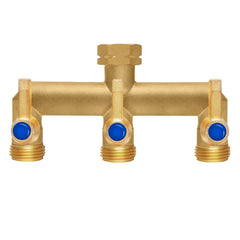 BACASIN Brass Garden Hose Splitter front view with three outlets