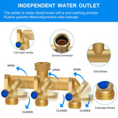 BACASIN Brass Garden Hose Splitter with attached hoses