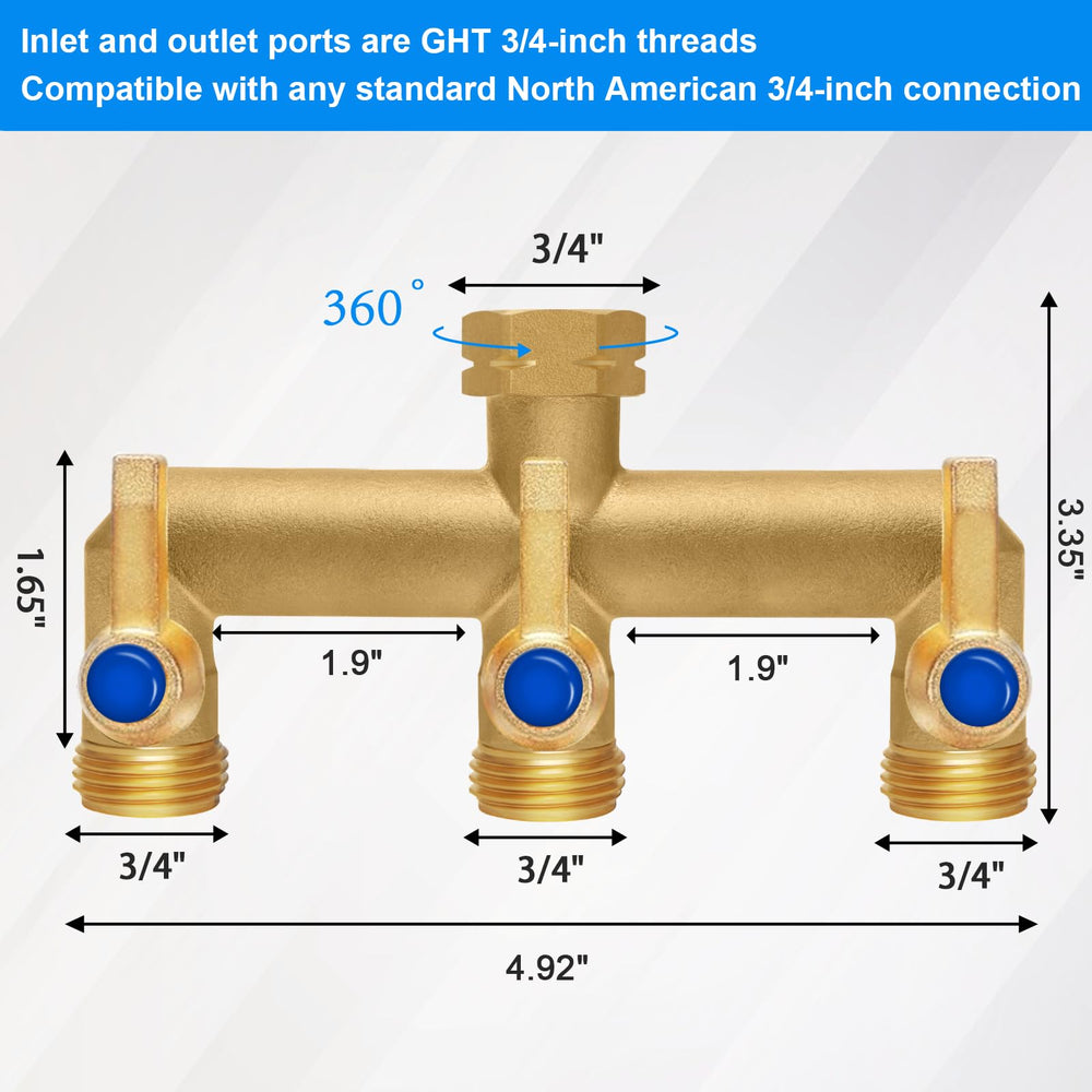 BACASIN Brass Hose Splitter with metal handles