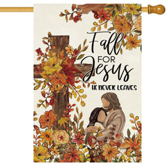 Baccessor Fall For Jesus house flag front view with vibrant colours