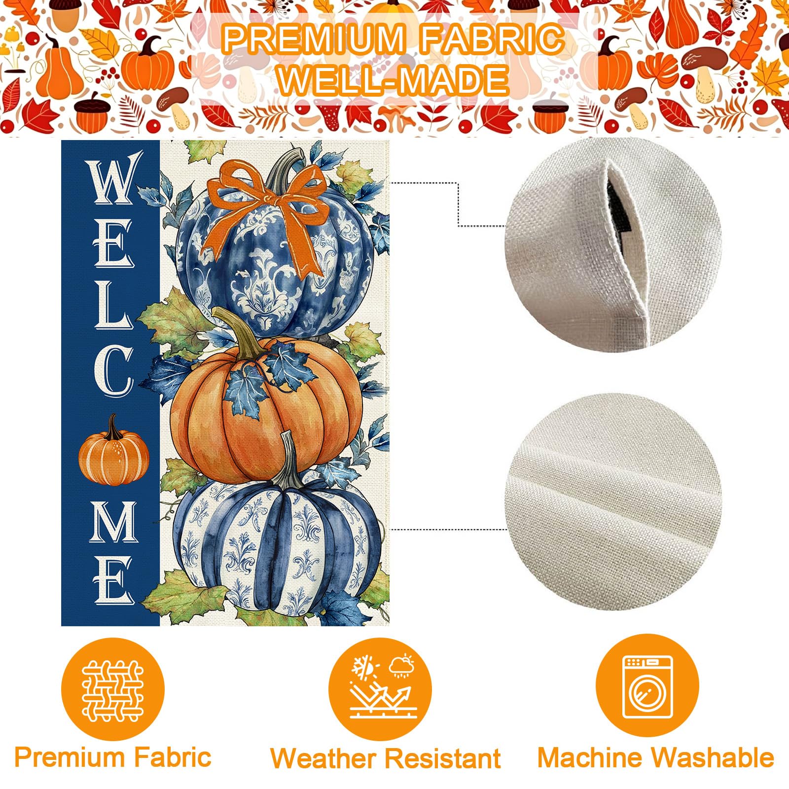 Baccessor Fall Pumpkin Flag in autumn setting