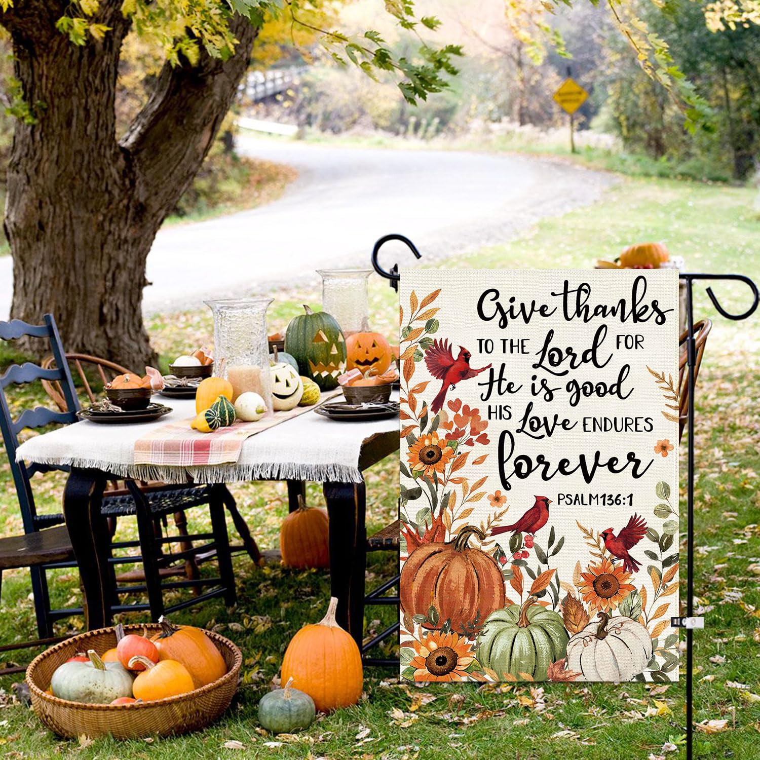 Baccessor Fall Pumpkin Garden Flag close-up of fabric texture