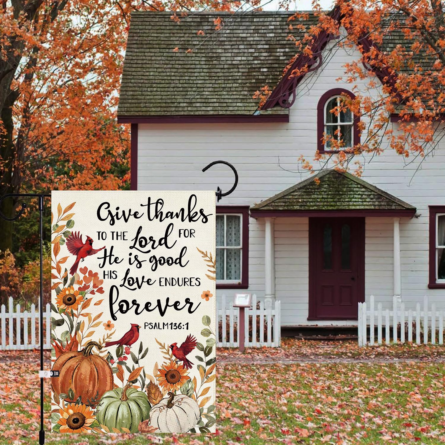 Baccessor Fall Pumpkin Garden Flag double-sided display