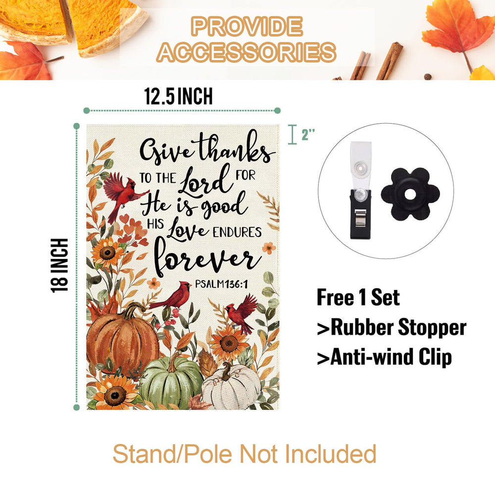 Baccessor Fall Pumpkin Garden Flag in outdoor setting