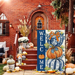 Baccessor Fall Pumpkin Garden Flag with anti-wind clip and rubber stopper