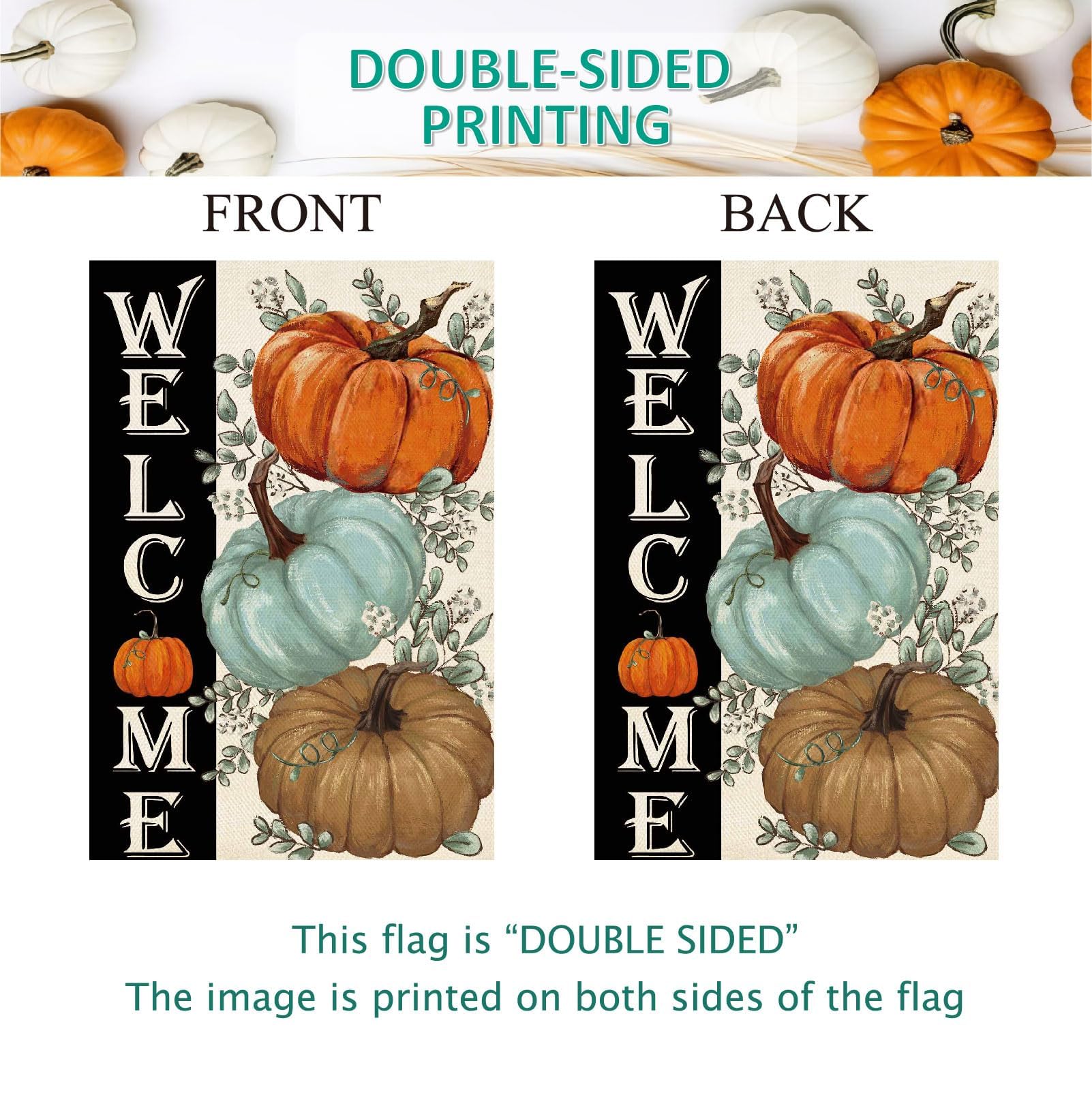 Baccessor Fall Pumpkins House Flag packaging and sleeve included