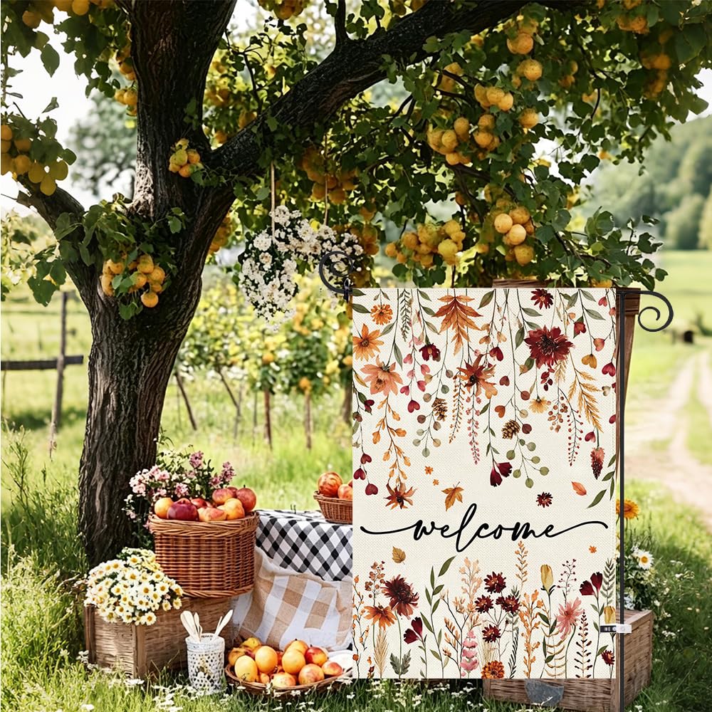 Baccessor garden flag displayed in a garden setting