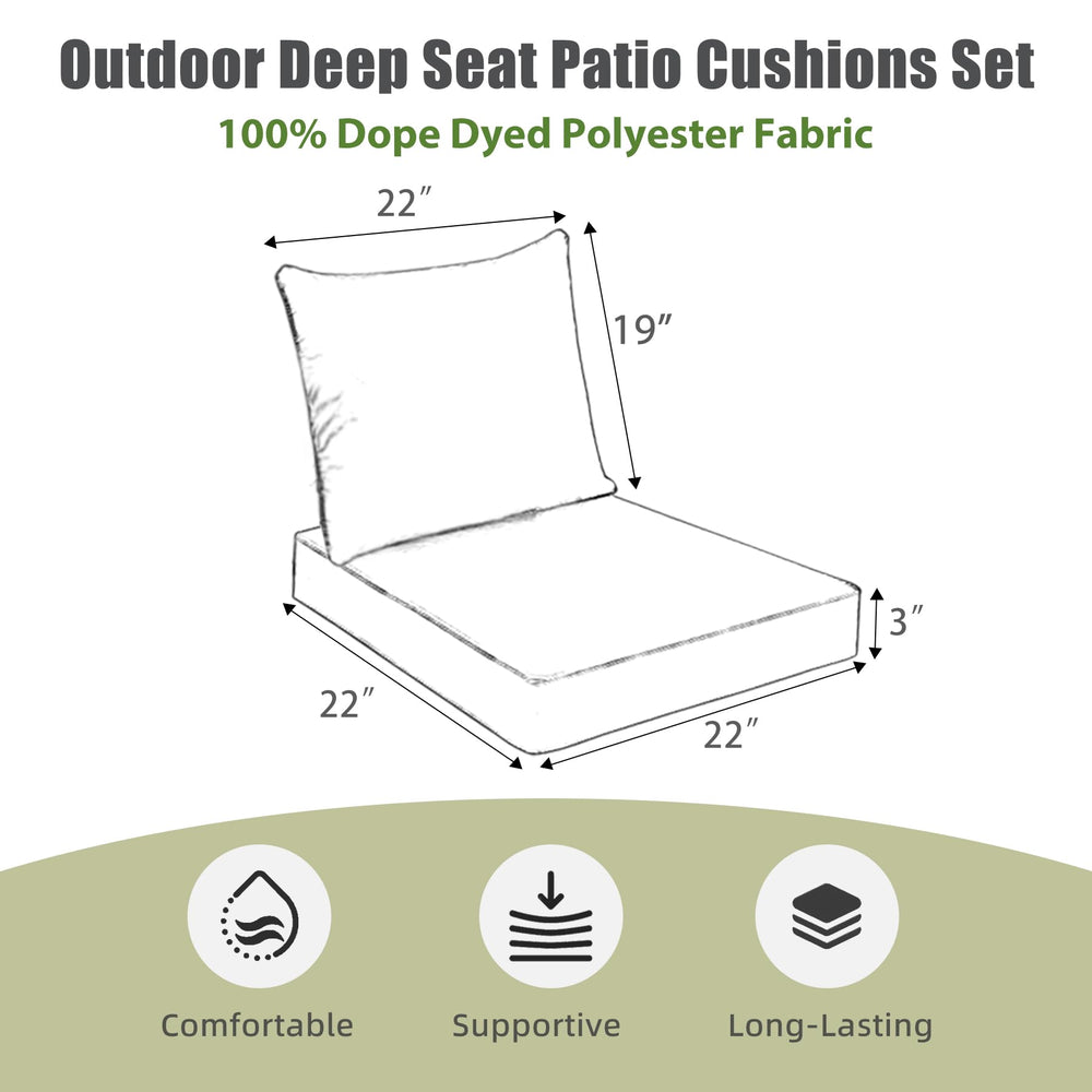 Back cushion from Favoyard Outdoor Deep Seat Patio Cushion Set, 22" W x 19" H