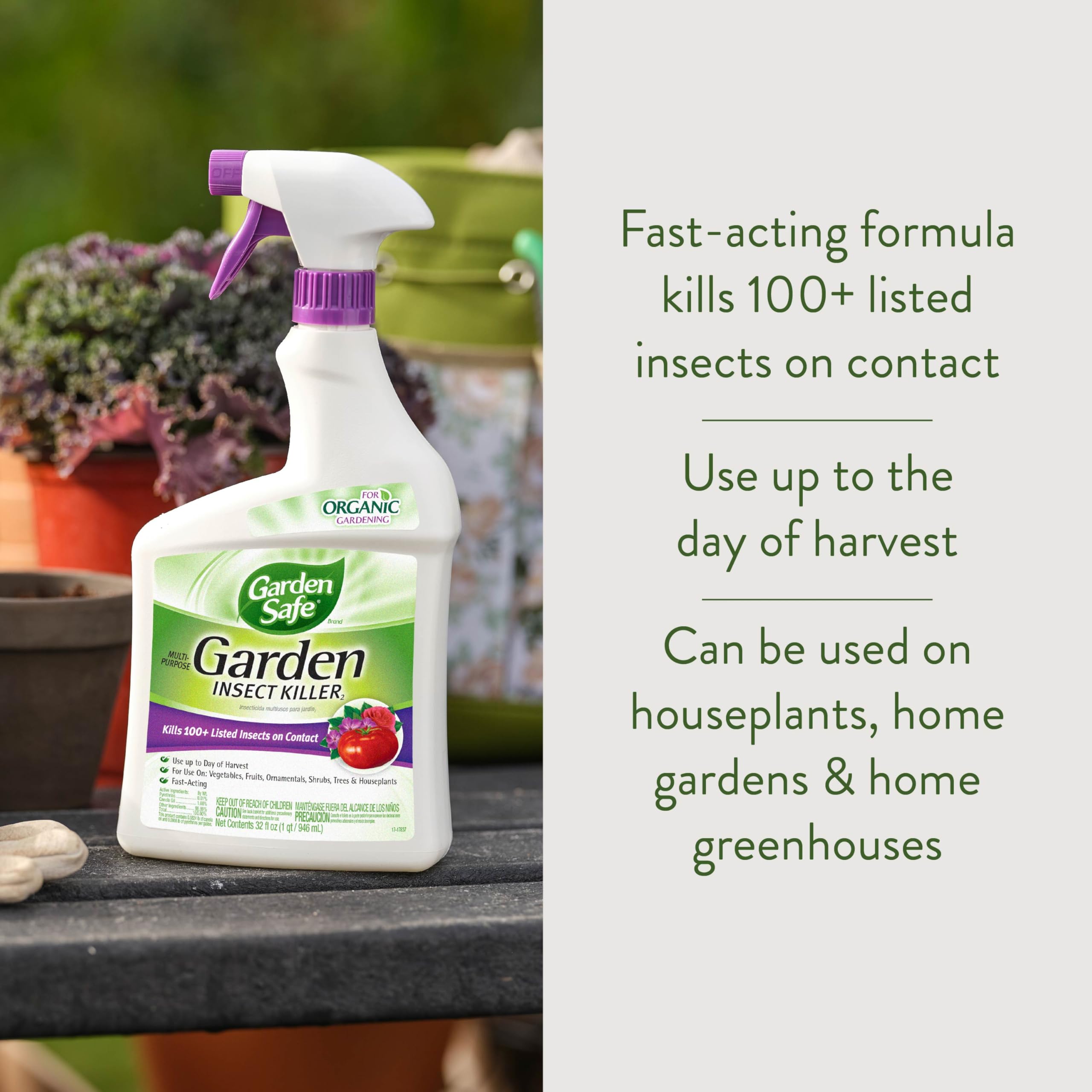 Back label of Garden Safe Insect Killer 32Oz