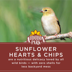 Back of Audubon Park sunflower hearts bag with ingredient details