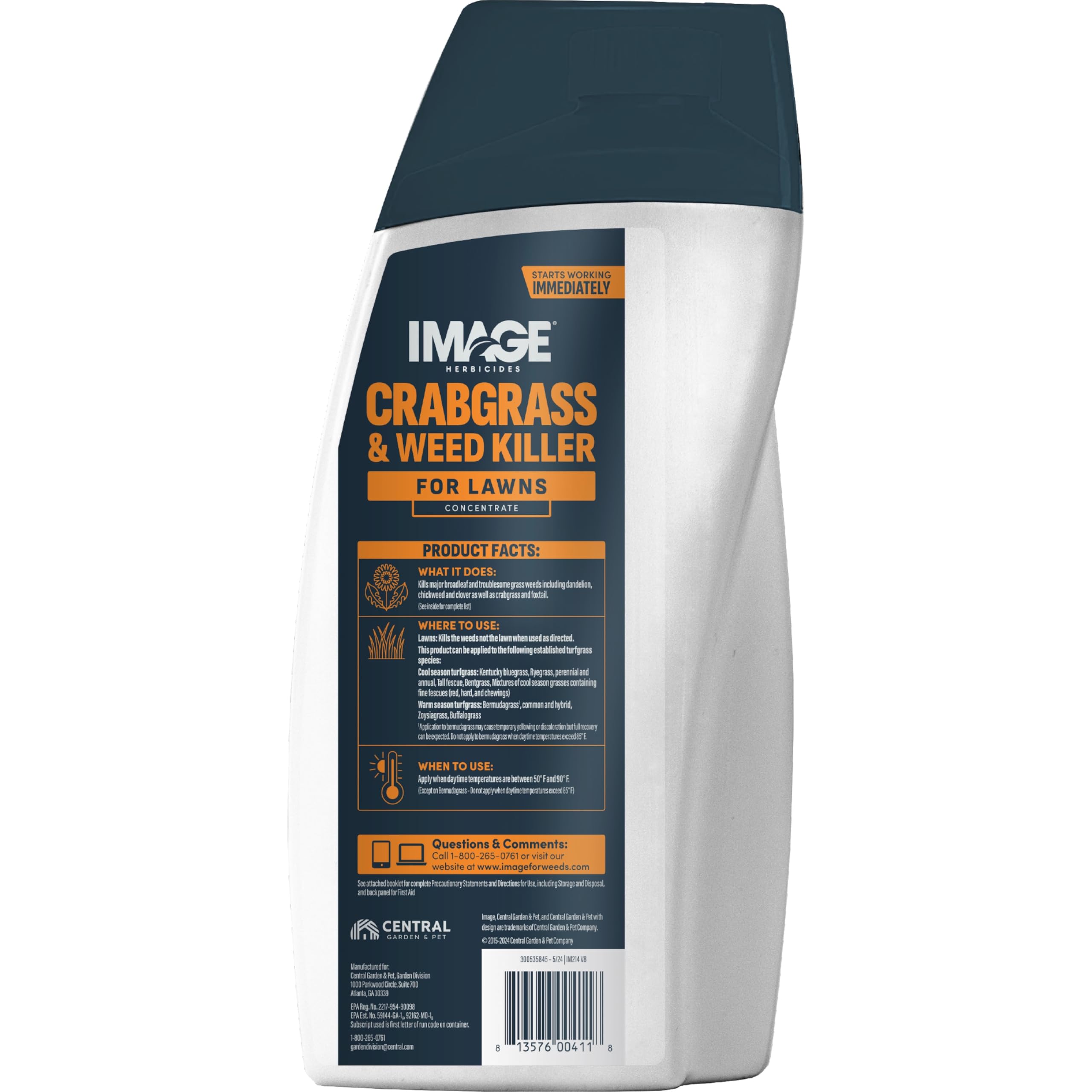 Back of Image Lawn Weed & Crabgrass Killer 32oz bottle