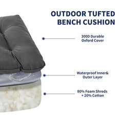 Back of IPYNBAP outdoor cushion with piped edges