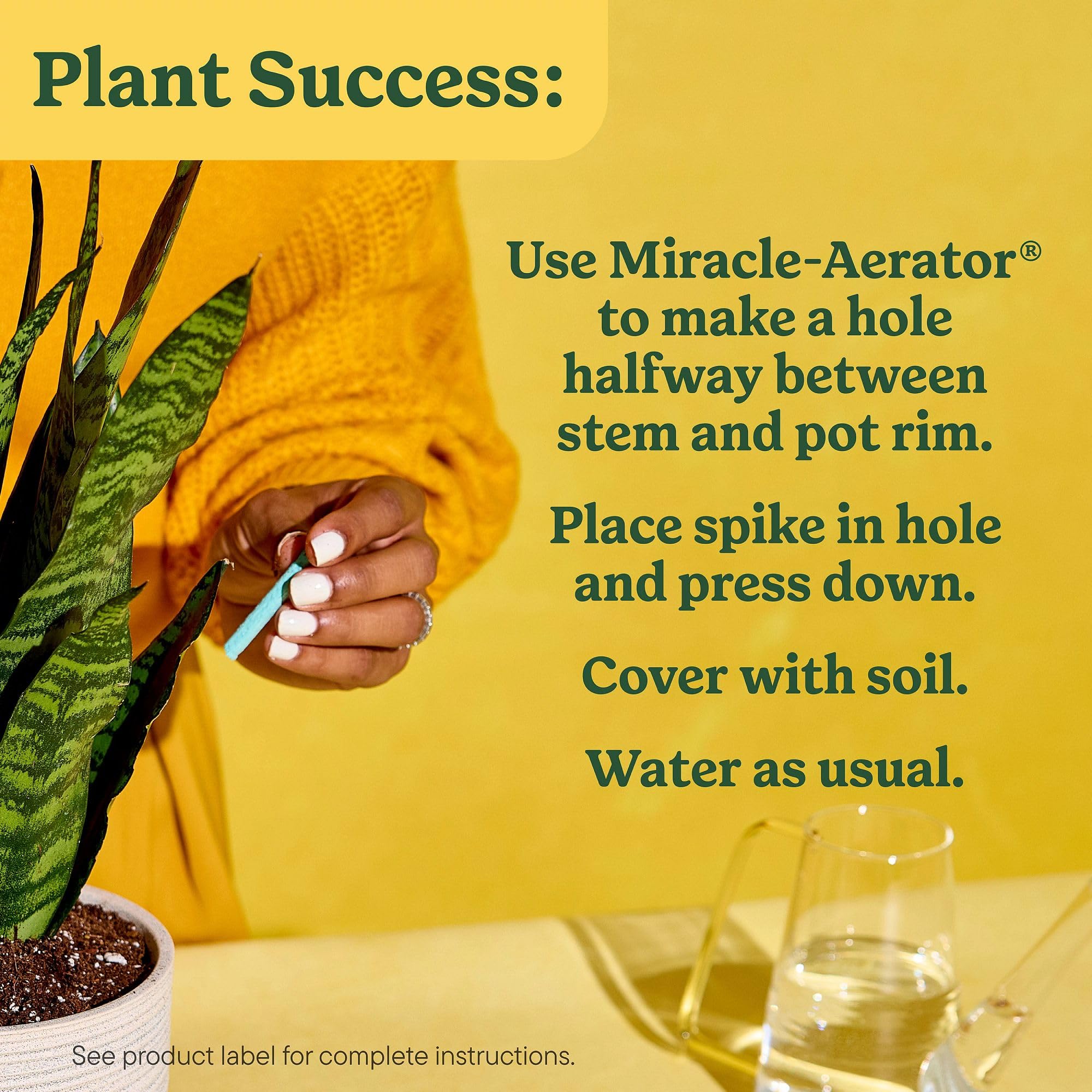 Back of Miracle-Gro Indoor Plant Food Spikes package with instructions