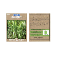 Back of Mountain Valley Seed Co lemongrass seeds packet