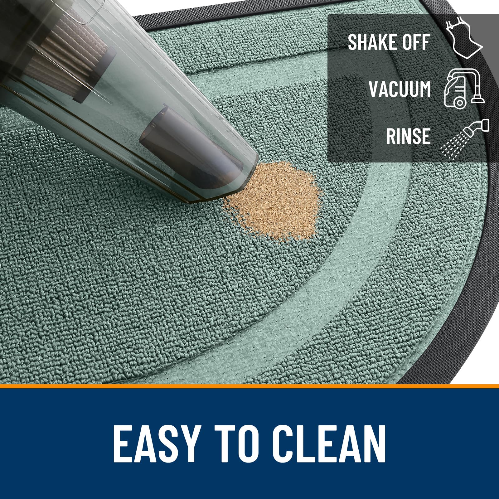 Back of OLANLY doormat with natural rubber backing