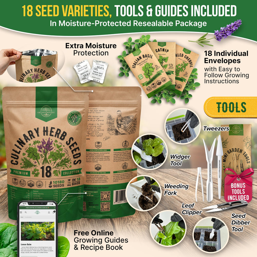 Back of Organo Republic Culinary Herbs Seeds Variety Pack