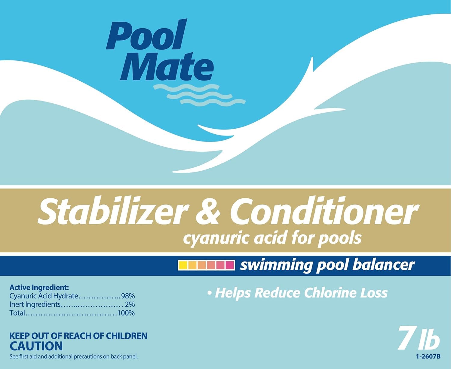 Back of Pool Mate Premium Pool Stabilizer package with usage instructions
