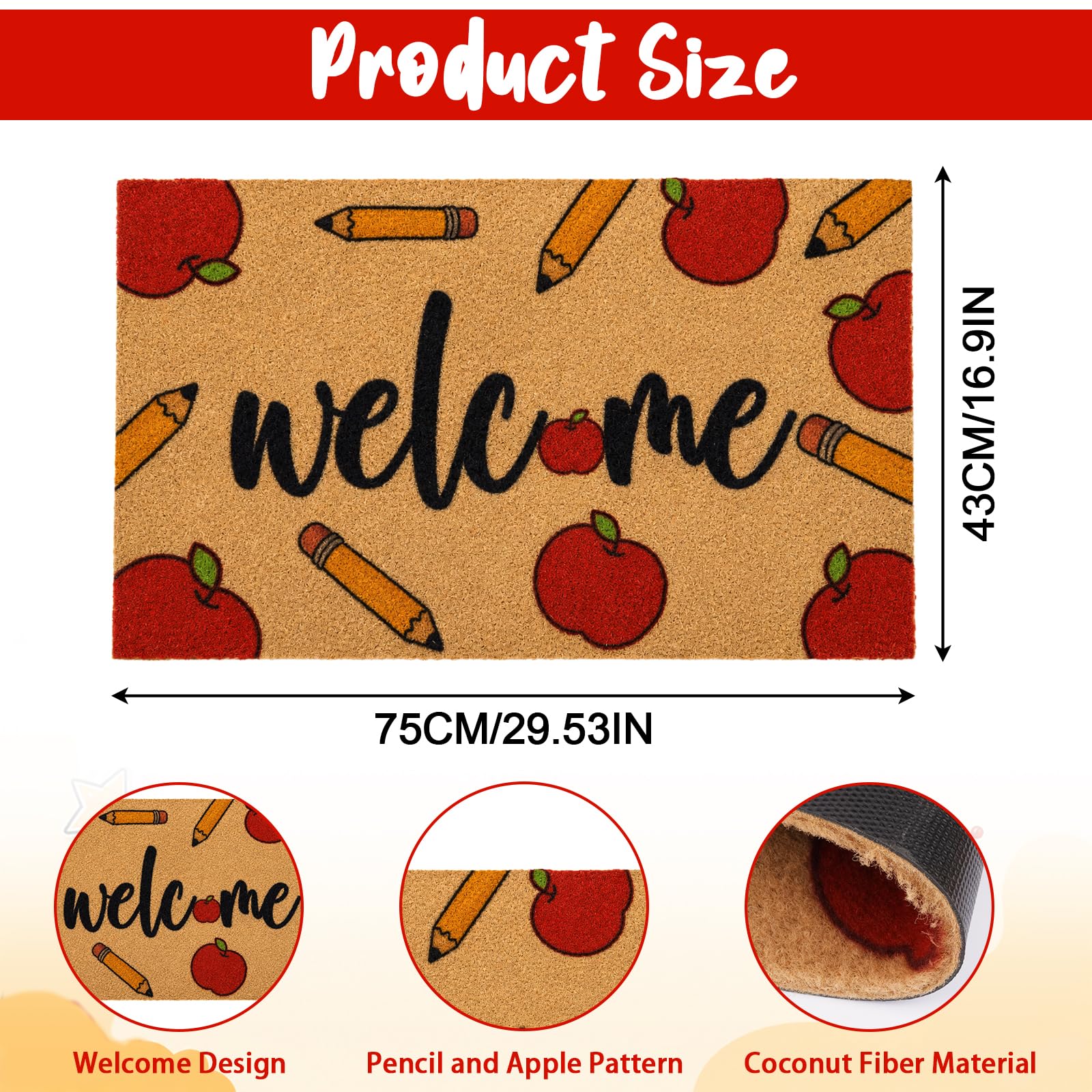 Back of Prewplam Welcome Door Mat showing rubber backing