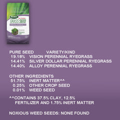 Back of Scotts Turf Builder Grass Seed Perennial Ryegrass Mix packaging