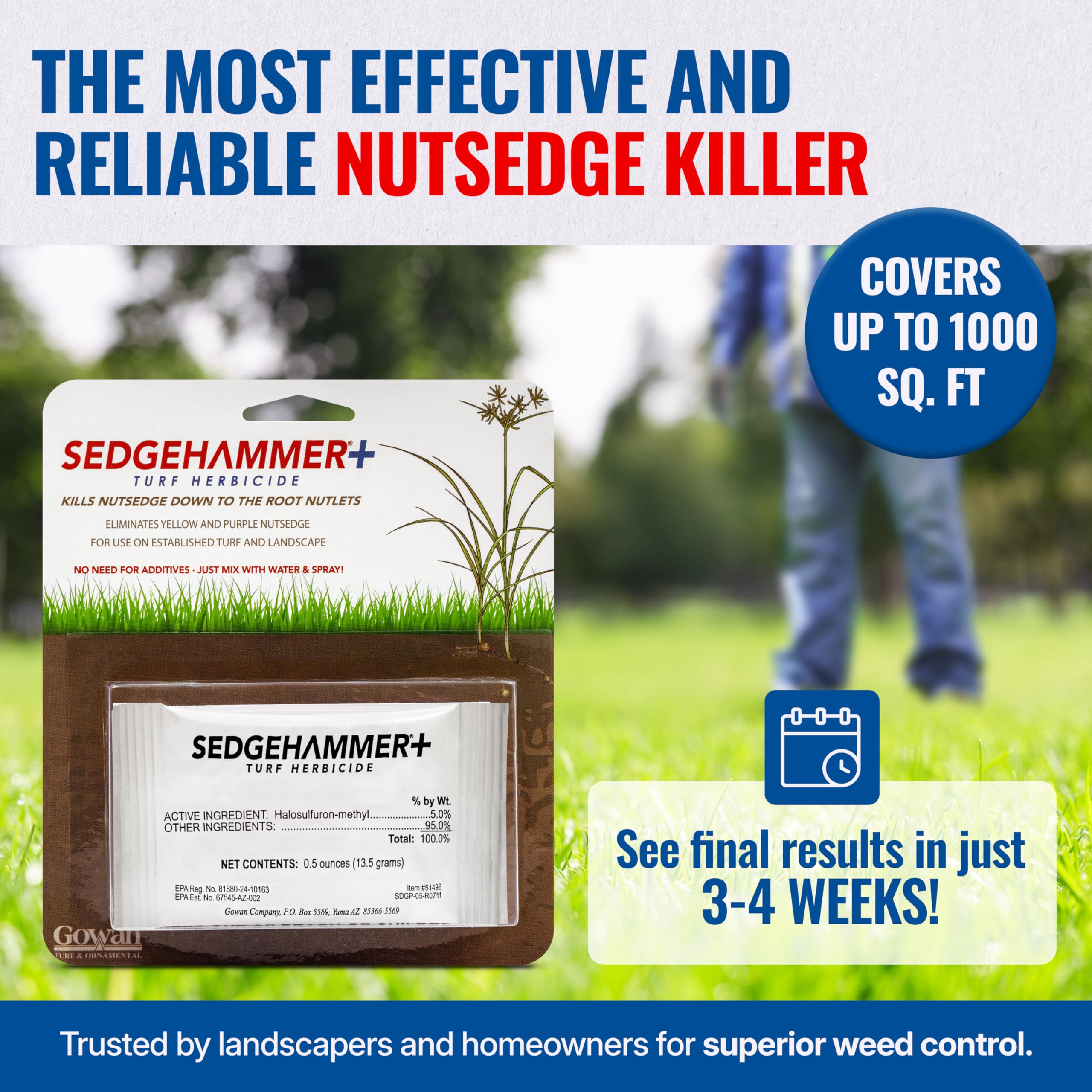 Back packaging of SEDGEHAMMER Turf Herbicide