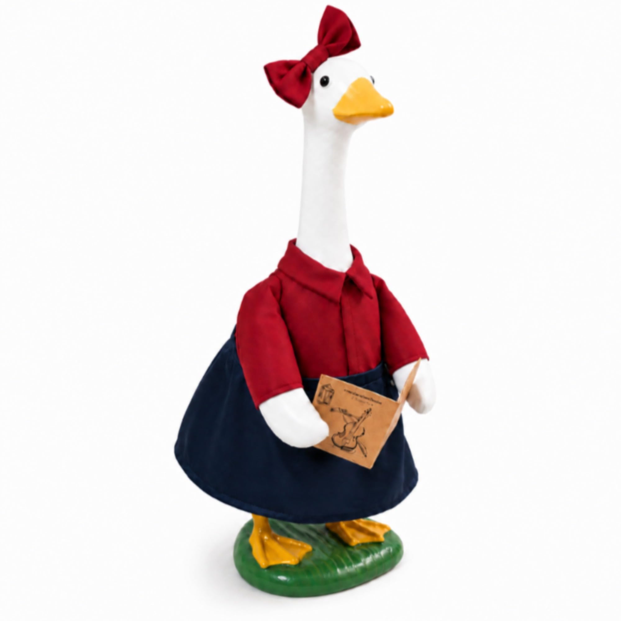 Back to School Goose Outfit with red shirt and blue skirt