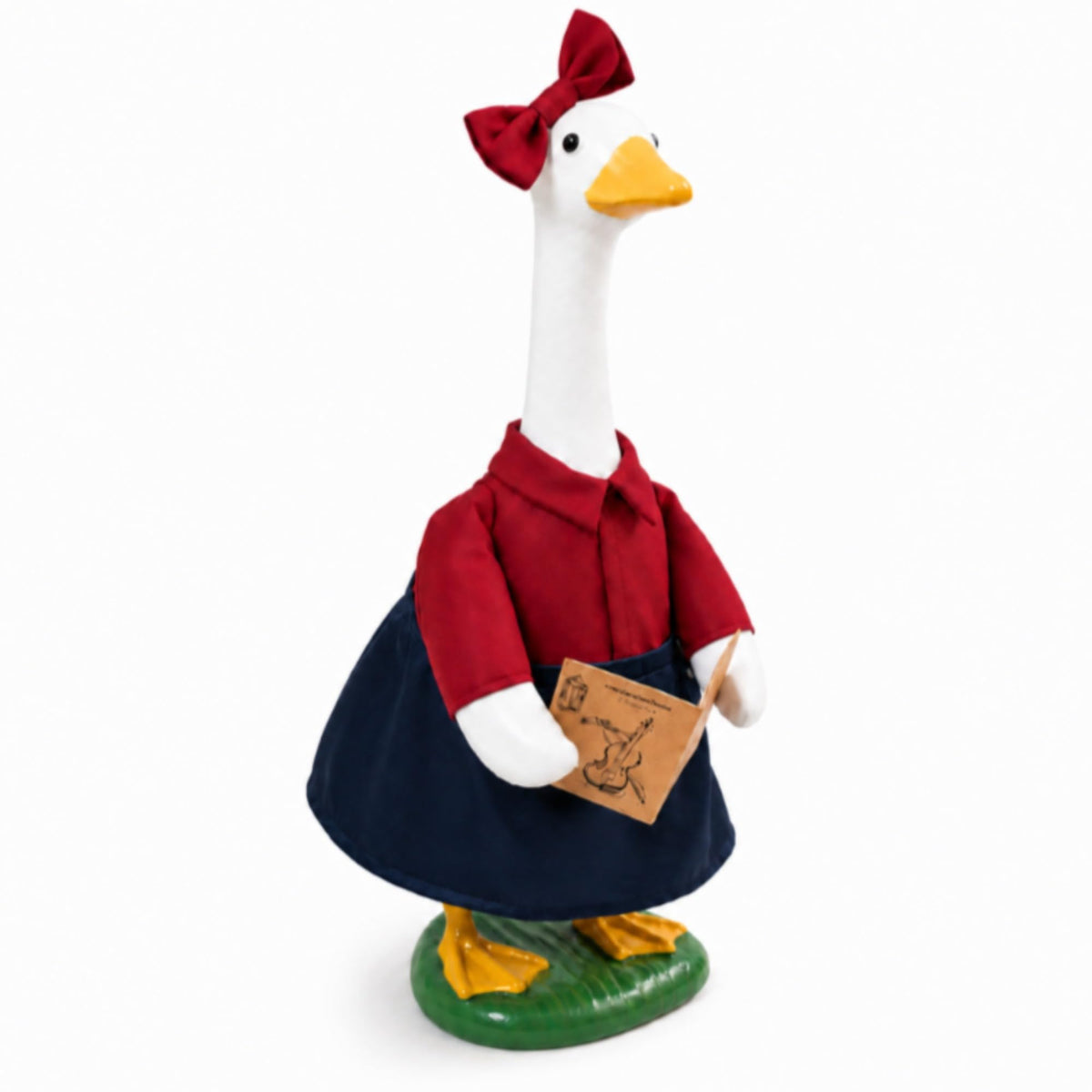 Back to School Goose Outfit with red shirt and blue skirt