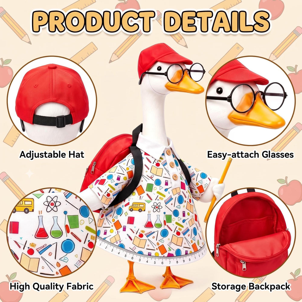 Back-to-school themed outfit for 23-inch goose statue