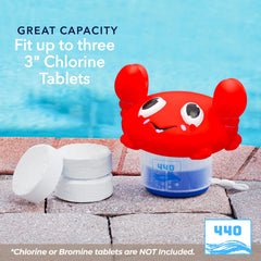 Back view of 440 Crab Chlorine Floater with open crab lid