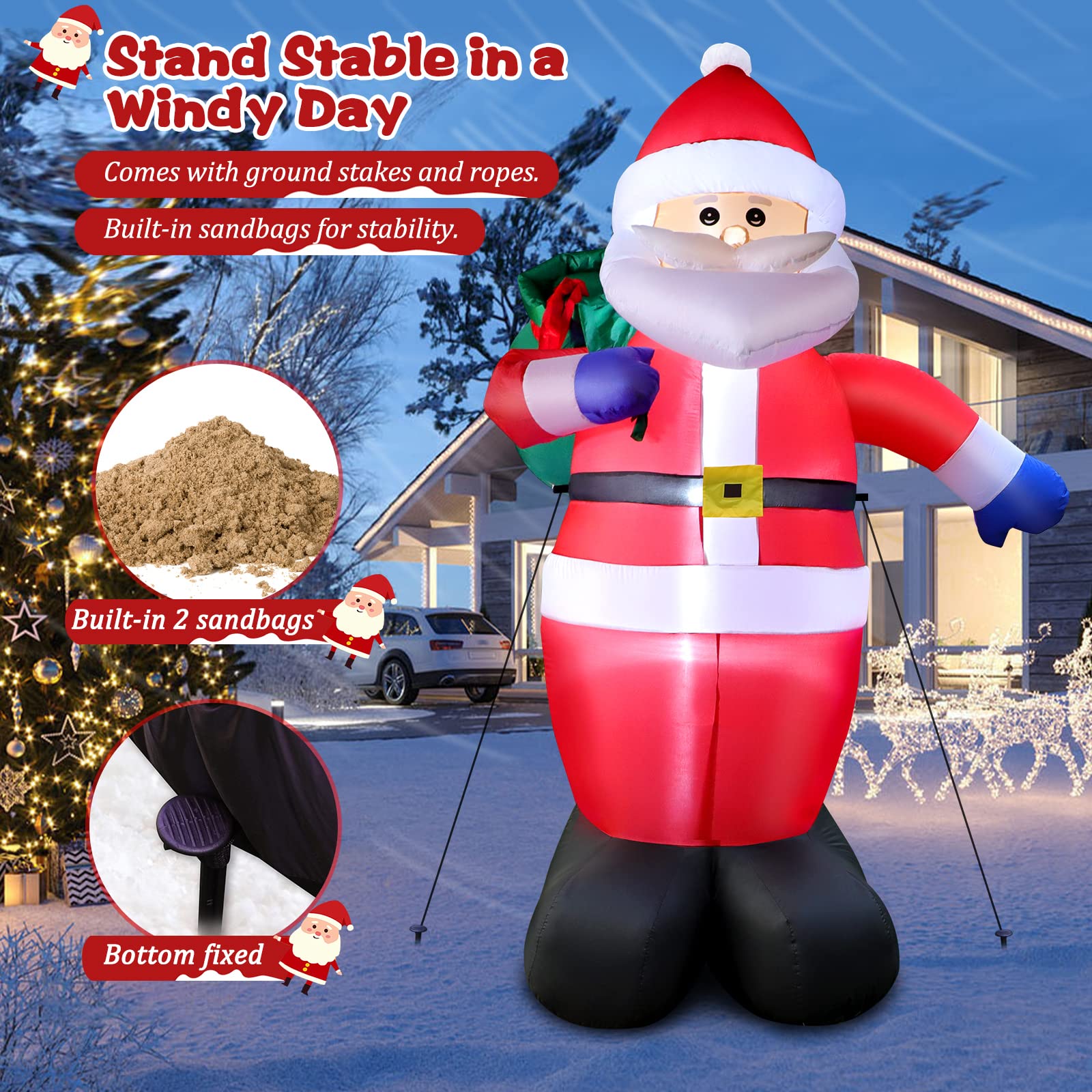 Back view of 8 FT inflatable Santa Claus by FunFanso