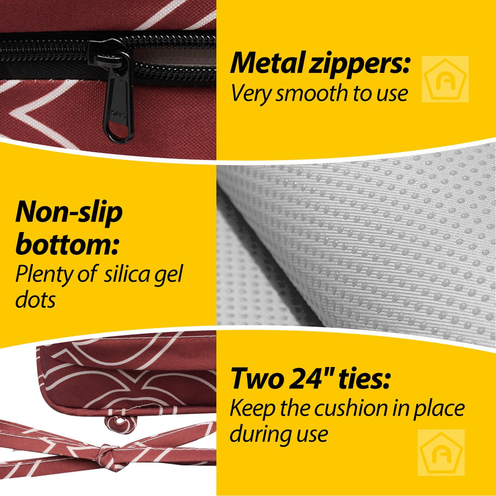 Back view of AAAAAccessories Outdoor Chair Cushions with hidden zipper