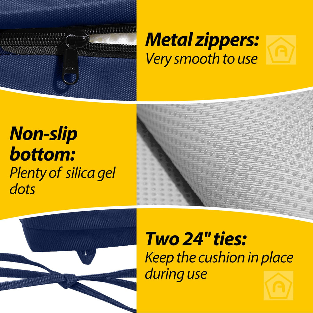 Back view of AAAAAcessories Outdoor Chair Cushions, showcasing hidden zipper