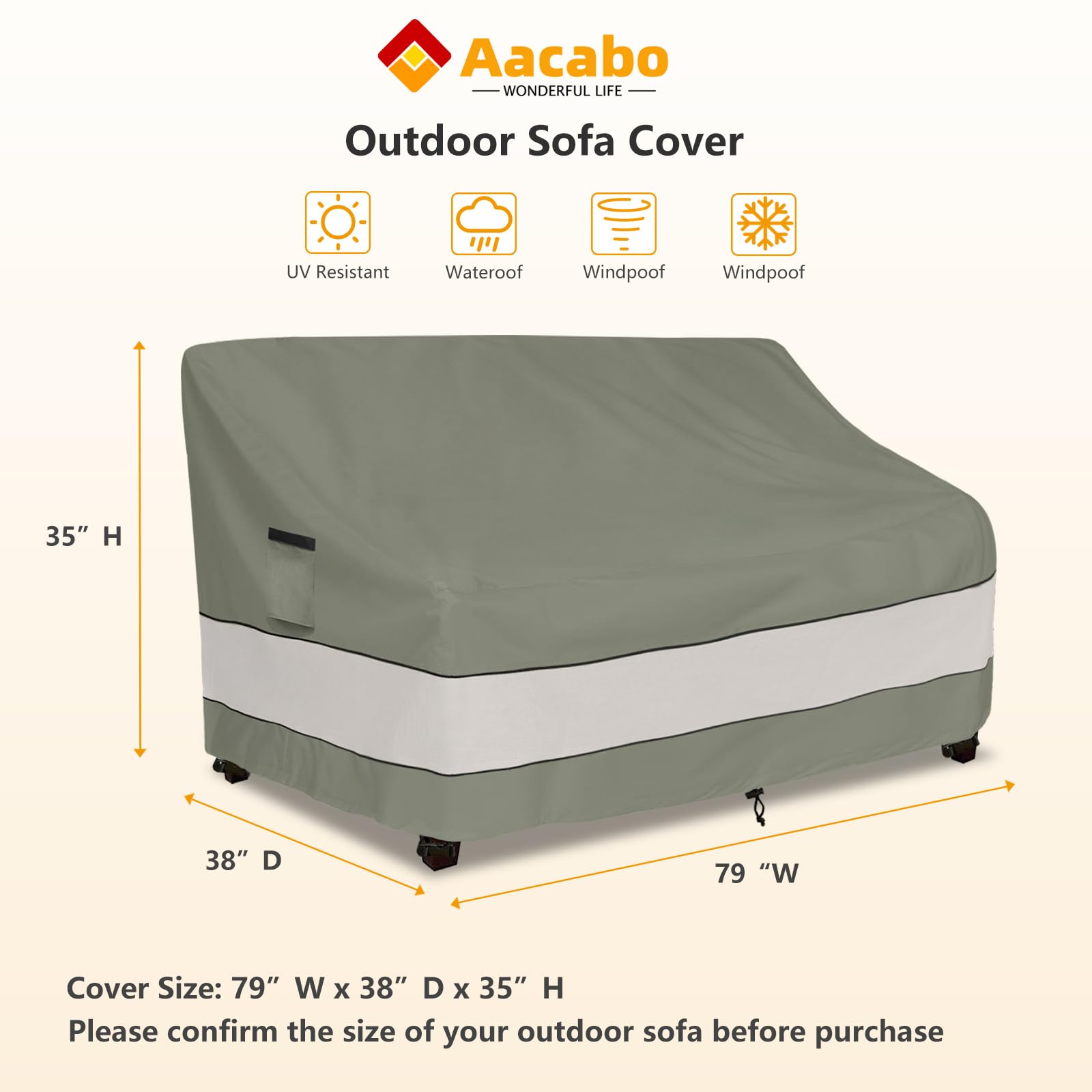 Back view of Aacabo Outdoor Sofa Cover