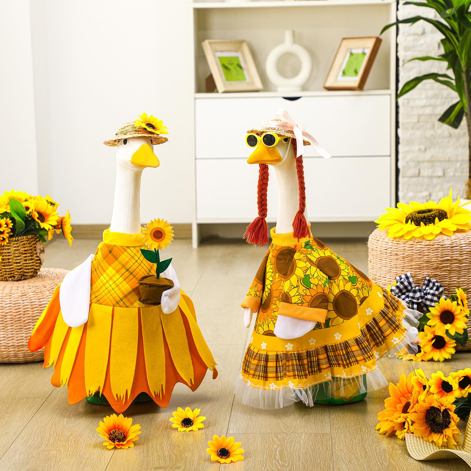 Back view of Abbylike sunflower goose costume