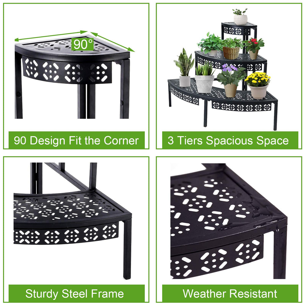 Back view of aboxoo metal plant stand showing sturdy design