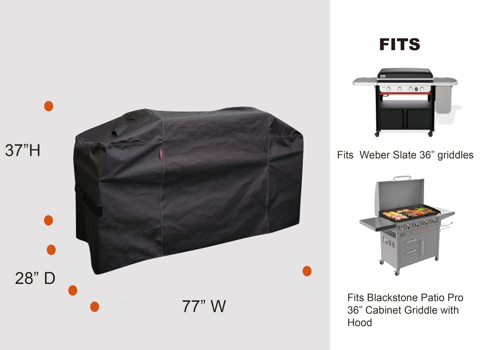 back view of acoveritt griddle cover showing fastening straps
