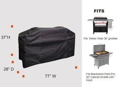 back view of acoveritt griddle cover showing fastening straps